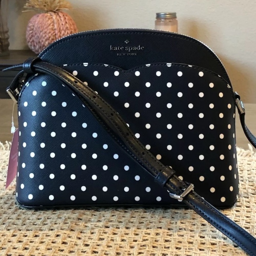 kate spade Black and White Polka Dot Dome Crossbody